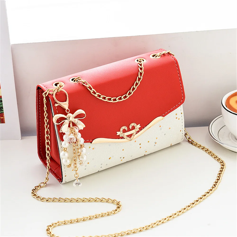 Fashion Messenger Bag Women Trendy Sequin Single Shoulder Bags Mobile Phone Pouch Ladies PU Leather Handbag with Tassel Pendant - Image 4