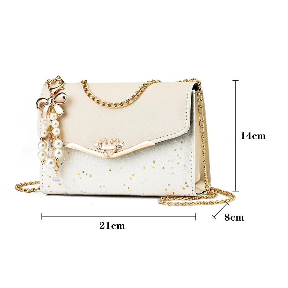 Fashion Messenger Bag Women Trendy Sequin Single Shoulder Bags Mobile Phone Pouch Ladies PU Leather Handbag with Tassel Pendant - Image 6