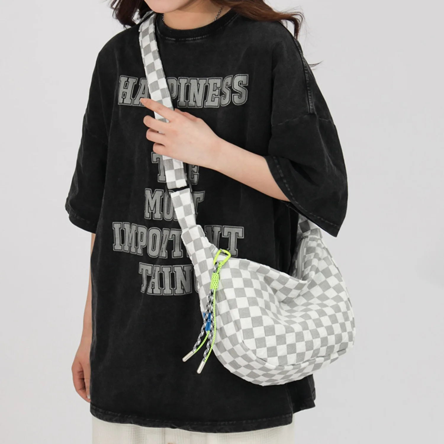 Women's Casual Canvas Hobo Bag Large Capacity Quilted Crossbody Bag Fashion Daily Shoulder Handbag